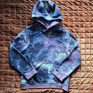 🔥 RARE Nike Tie Dye Galaxy Hoodie Mini Swoosh Pullover Purple Teal M